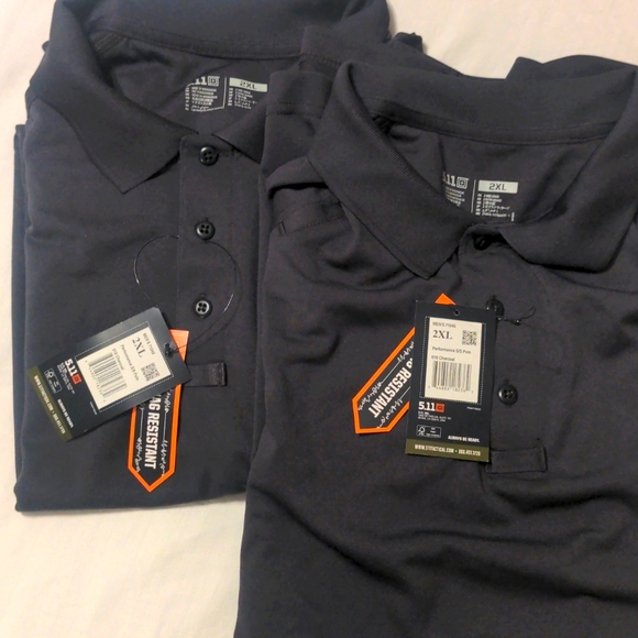 LOT of TWO brand new, 5.11 performance short sleeve polo, LARGE, 018 Charcol - Picture 1 of 6